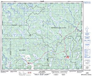 NTS 50k map for Shabogamo Lake, Newfoundland And Labrador