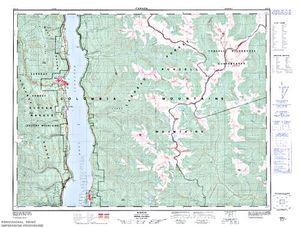 NTS 50k map for Kootenay Lake, British Columbia