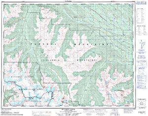 NTS 50k map for Bugaboo Creek, British Columbia