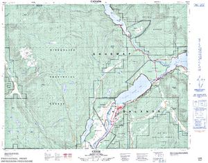 NTS 50k map for Warren Lake, British Columbia