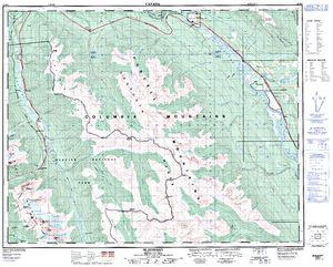 NTS 50k map for Spillimacheen River, British Columbia