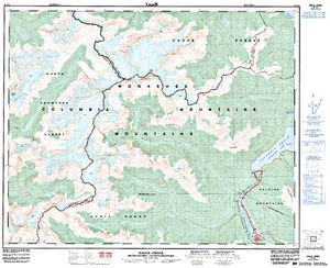 NTS 50k map for KINBASKET LAKE, British Columbia