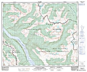 NTS 50k map for KINBASKET LAKE, British Columbia