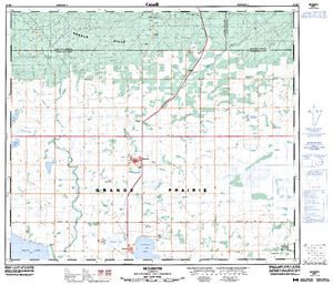 NTS 50k map for CLAIRMONT LAKE, Alberta