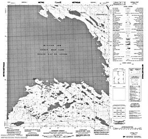 NTS 50k map for Great Bear Lake, Northwest Territories