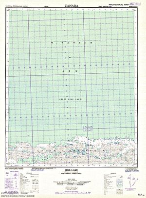 NTS 50k map for Great Bear Lake, Northwest Territories
