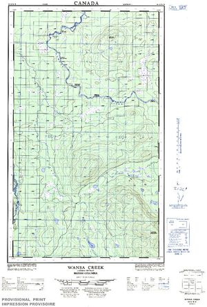 NTS 50k map for Bowron River, British Columbia