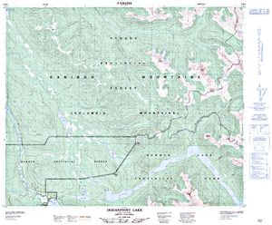 NTS 50k map for KIBBEE LAKE, British Columbia