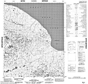 NTS 50k map for Great Bear Lake, Northwest Territories