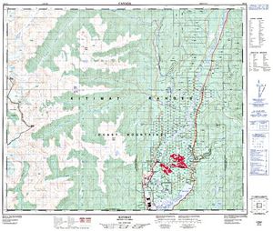 NTS 50k map for Kitimat River, British Columbia