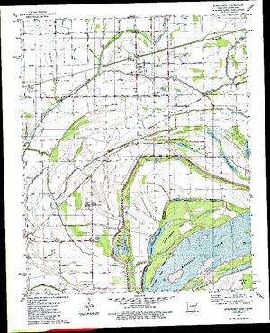 Topographic map for Mississippi River, Arkansas