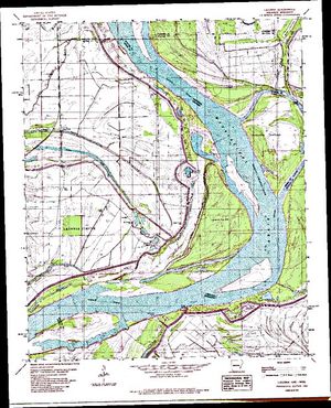 Topographic map for Mississippi River, Arkansas