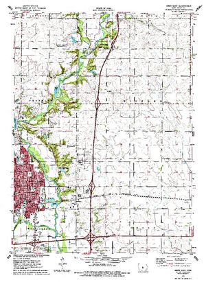 Topographic map for Ada Hayden Lake, Iowa