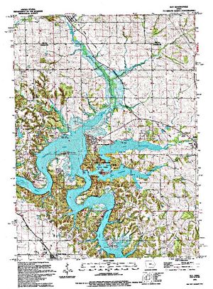 Topographic map for Coralville Reservoir, Iowa