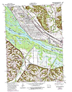 Topographic map for Mississippi River Pool 13, Iowa