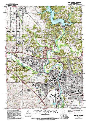 Topographic map for Coralville Reservoir, Iowa