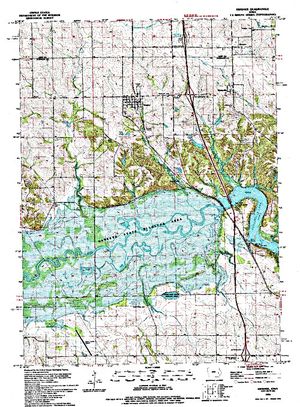 Topographic map for Coralville Reservoir, Iowa