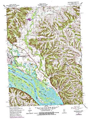 Topographic map for Mississippi River Pool 13, Iowa