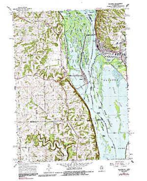 Topographic map for Mississippi River Pool 13, Iowa