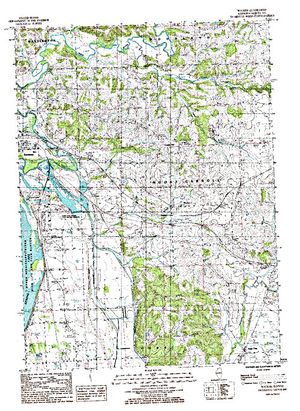 Topographic map for Mississippi River Pool 13, Iowa