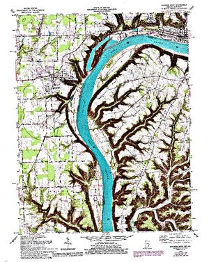 Topographic map for Ohio River, Illinois