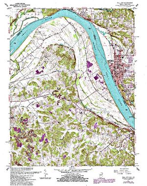 Topographic map for Ohio River, Illinois