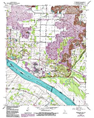 Topographic map for Ohio River, Illinois