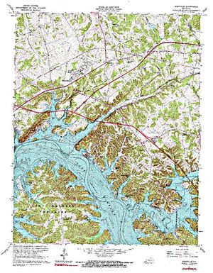 Topographic map for Lake Barkley, Kentucky
