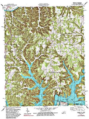 Topographic map for Dale Hollow Lake, Kentucky