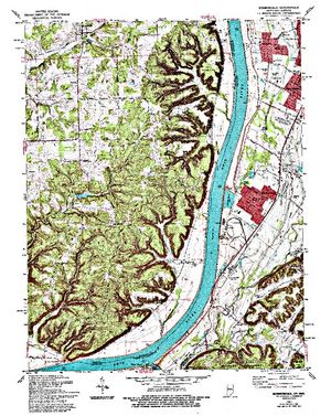 Topographic map for Ohio River, Illinois