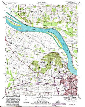 Topographic map for Ohio River, Illinois