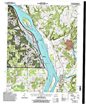 Topographic map for Ohio River, Illinois