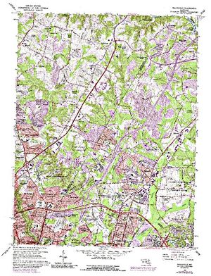 Topographic map for Rocky Gorge Reservoir, Maryland
