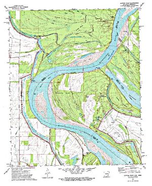 Topographic map for Mississippi River, Arkansas