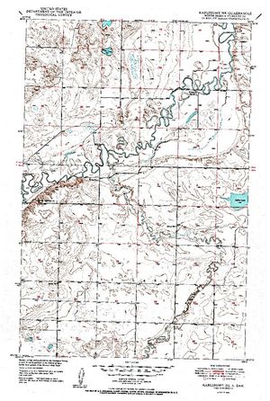 Topographic map for Souris River, Saskatchewan
