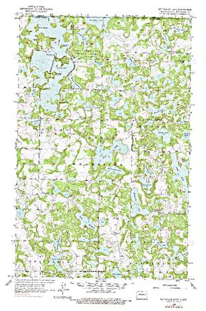 Topographic map for Metigoshe Lake, Manitoba