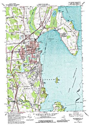 Topographic map for Lake Champlain, Quebec