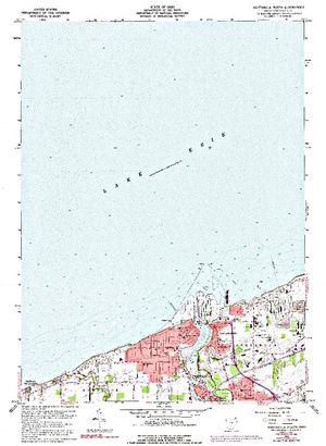 Topographic map for Lake Erie, Ontario