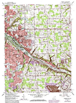 Topographic map for Mahoning River, Ohio