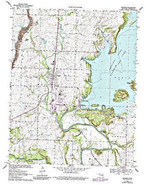 Topographic map for Oologah Lake, Oklahoma
