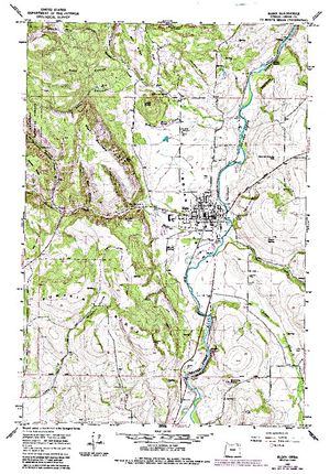 Topographic map for Grande Ronde River, Oregon
