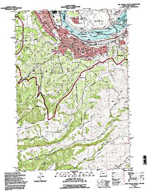 Topographic map for Bonneville Pool, Oregon