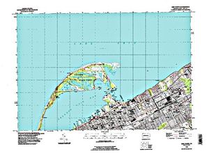 Topographic map for Lake Erie, Ontario
