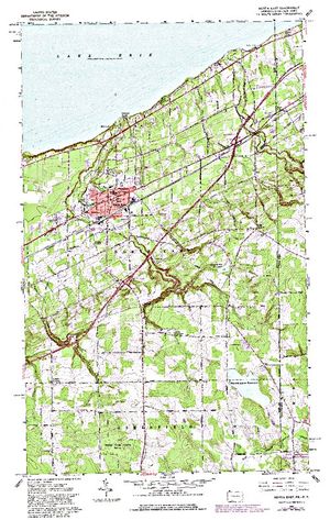 Topographic map for Lake Erie, Ontario