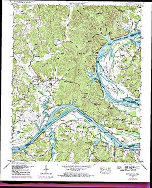 Topographic map for Kentucky Lake, Kentucky