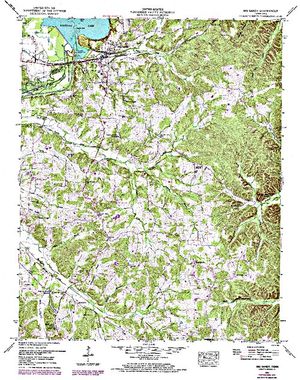 Topographic map for Kentucky Lake, Kentucky