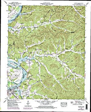 Topographic map for Kentucky Lake, Kentucky