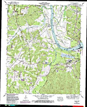 Topographic map for Kentucky Lake, Kentucky
