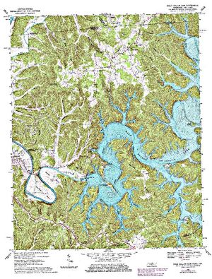 Topographic map for Dale Hollow Lake, Kentucky