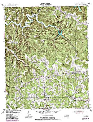 Topographic map for Dale Hollow Lake, Kentucky